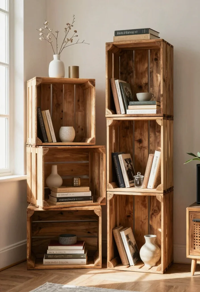 16 Apartment Bookshelf Ideas That Maximize Small Spaces - 14. Repurposed Materials: Eco-Friendly Options 1