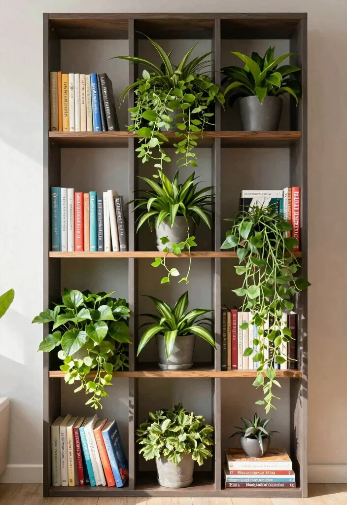 16 Apartment Bookshelf Ideas That Maximize Small Spaces - 15. Vertical Garden Bookshelves: Bring the Outdoors In 1