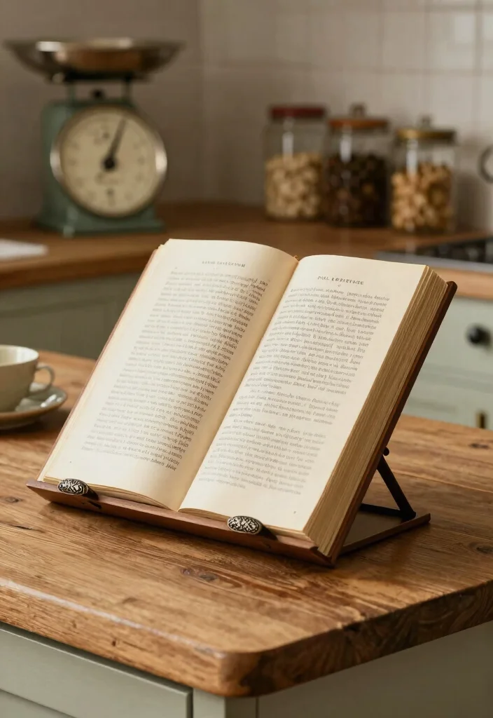 16 Cook Book Stand Ideas That Look Cute & Practical - 11. Vintage Book Stand with Knob 1