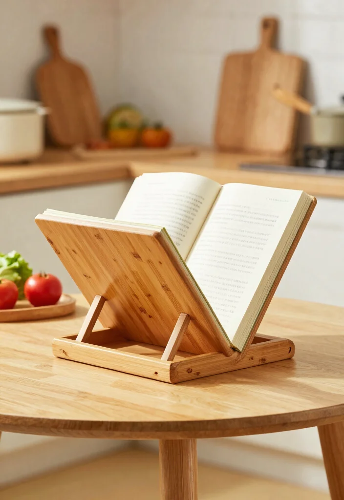 16 Cook Book Stand Ideas That Look Cute & Practical - 12. Foldable Bamboo Cookbook Stand 1