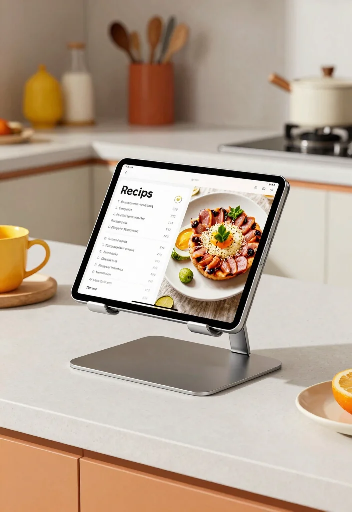 16 Cook Book Stand Ideas That Look Cute & Practical - 15. Multi-Functional Tablet Stand 1