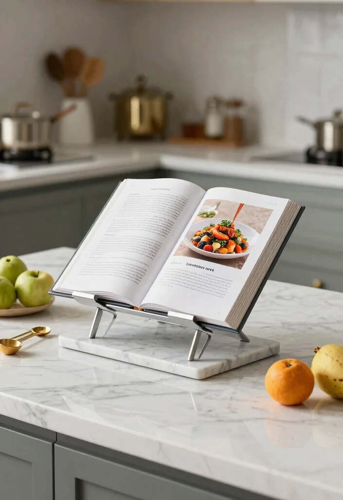 16 Cook Book Stand Ideas That Look Cute & Practical - 16. Elegant Marble Cookbook Stand 1