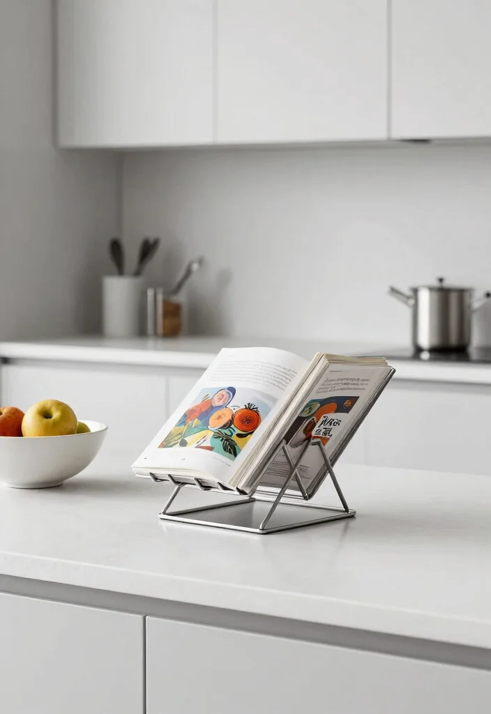 16 Cook Book Stand Ideas That Look Cute & Practical - 2. Minimalist Metal Cookbook Stand 1