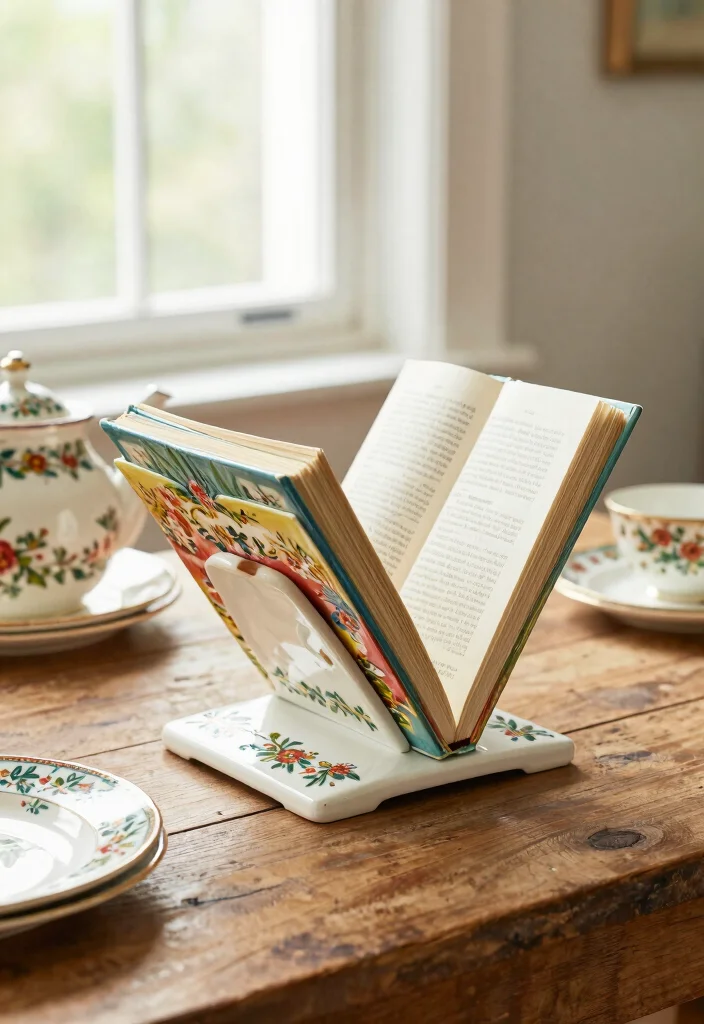 16 Cook Book Stand Ideas That Look Cute & Practical - 3. Vintage Ceramic Cookbook Stand 1