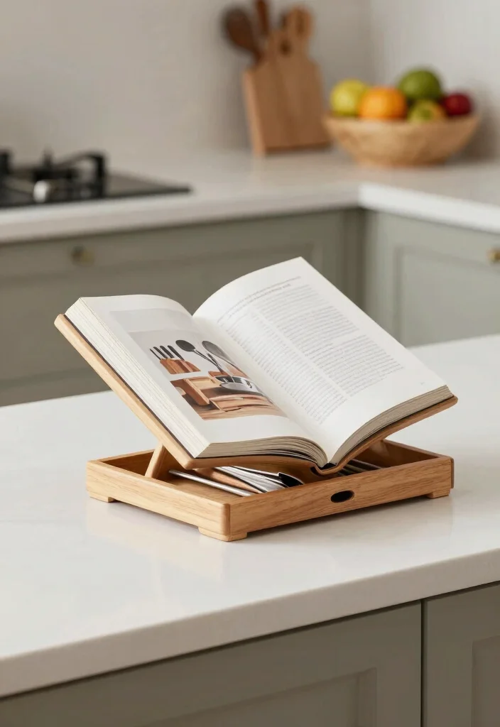 16 Cook Book Stand Ideas That Look Cute & Practical - 4. Adjustable Wooden Stand 1