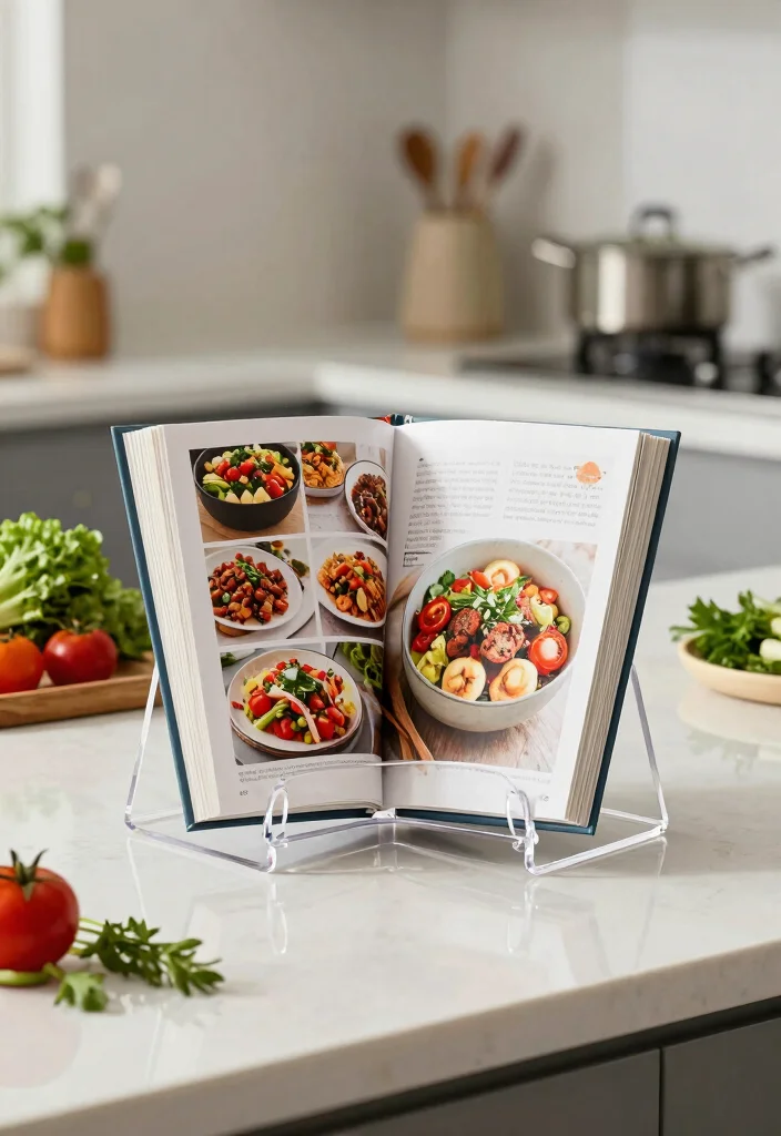 16 Cook Book Stand Ideas That Look Cute & Practical - 5. Modern Acrylic Stand 1