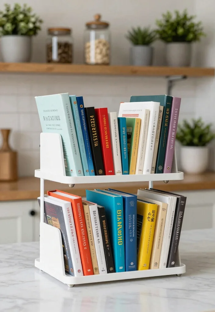 16 Cook Book Stand Ideas That Look Cute & Practical - 6. Two-Tier Cookbook Stand 1