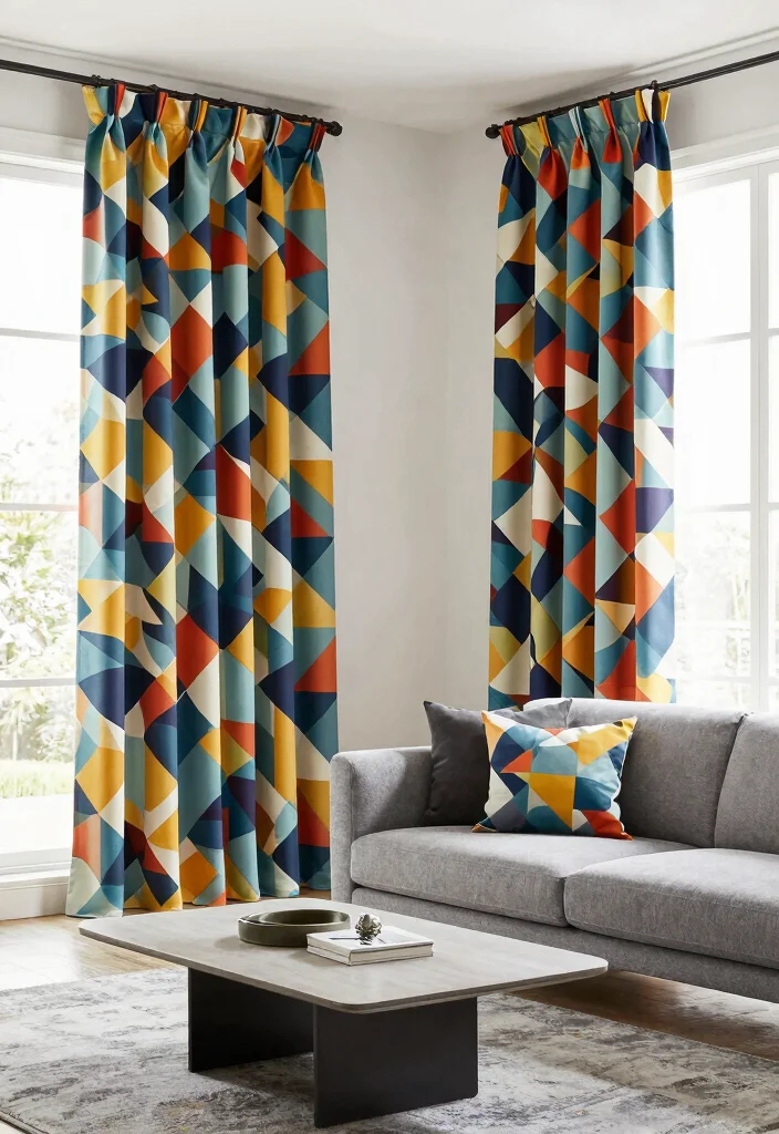 16 Curtains for Drawing Room Ideas That Impress Guests 13 16 Curtains for Drawing Room Ideas That Impress Guests - 3. Geometric Patterns 1