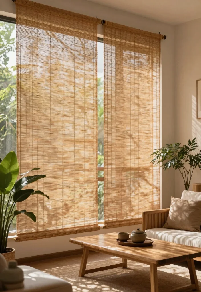 16 Curtains for Drawing Room Ideas That Impress Guests 36 16 Curtains for Drawing Room Ideas That Impress Guests - 6. Bamboo Bliss 1