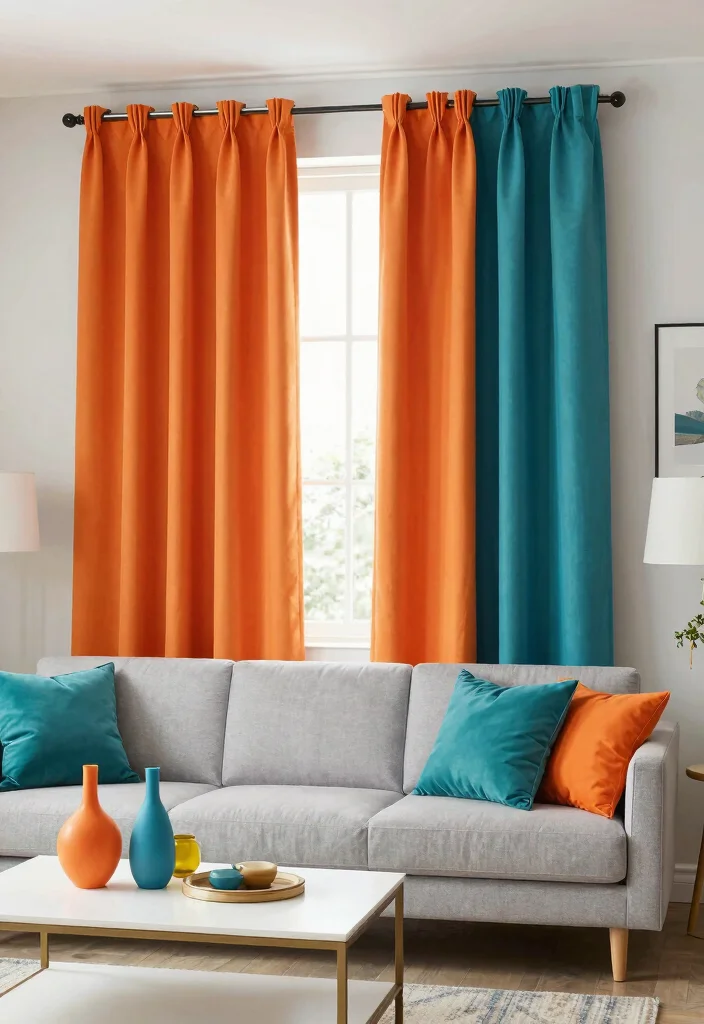 16 Curtains for Drawing Room Ideas That Impress Guests 47 16 Curtains for Drawing Room Ideas That Impress Guests - 7. Color Pop 1