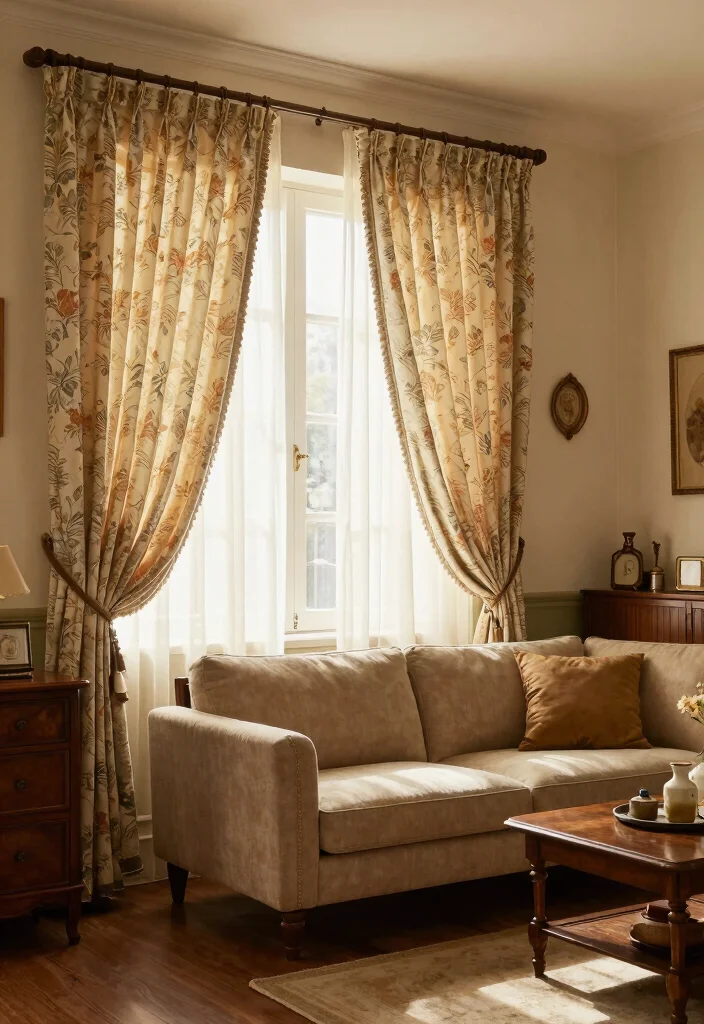 16 Curtains for Drawing Room Ideas That Impress Guests 48 16 Curtains for Drawing Room Ideas That Impress Guests - 8. Vintage Finds 1