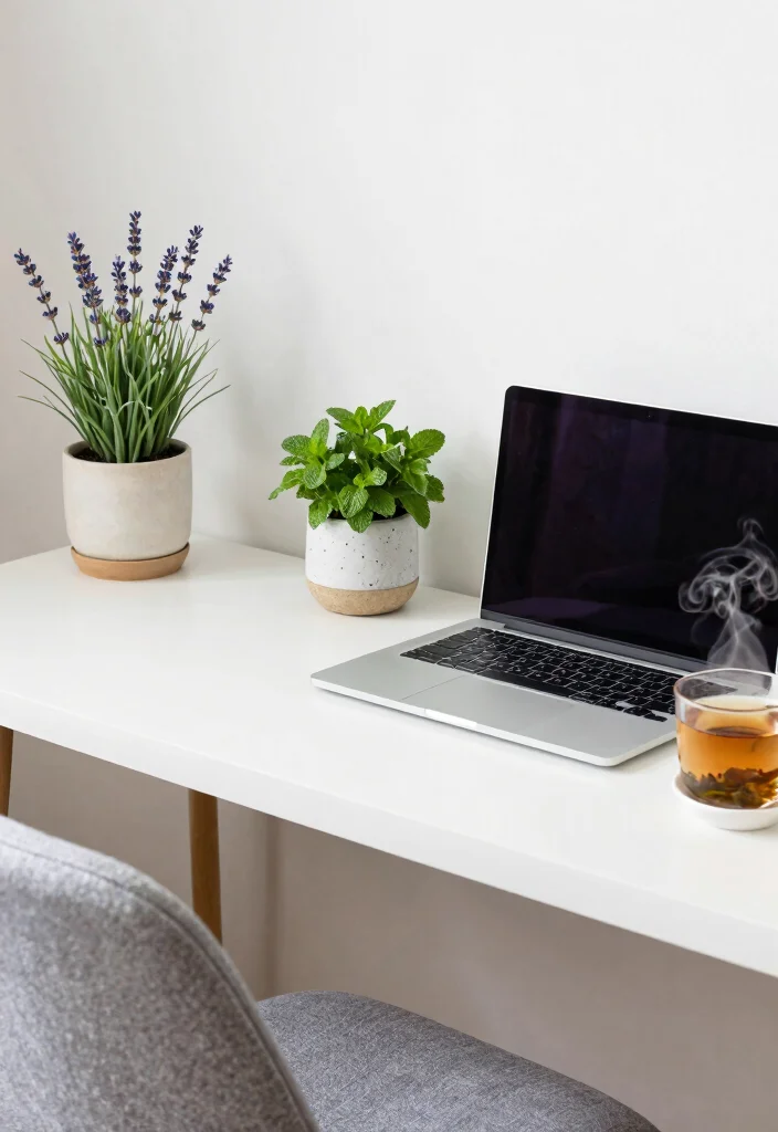 16 Desk Setup Green Ideas With Fresh Plant Vibes 51 16 Desk Setup Green Ideas With Fresh Plant Vibes - 11. Use Scented Plants for Aromatherapy 1