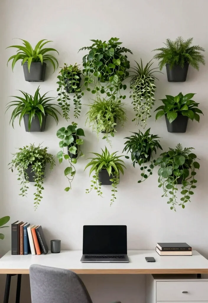 16 Desk Setup Green Ideas With Fresh Plant Vibes 62 16 Desk Setup Green Ideas With Fresh Plant Vibes - 12. Incorporate a Plant Wall 1