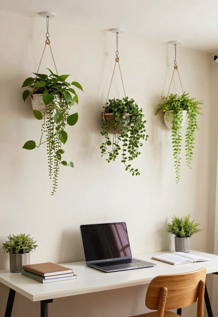 16 Desk Setup Green Ideas With Fresh Plant Vibes 13 16 Desk Setup Green Ideas With Fresh Plant Vibes - 3. Use Hanging Planters 1