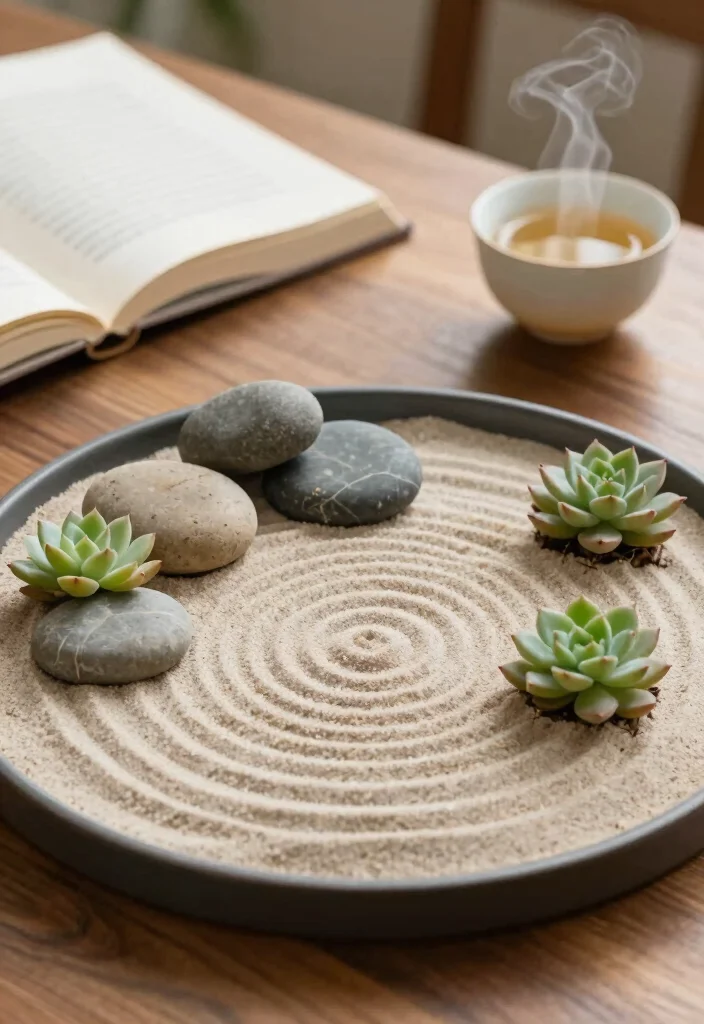 16 Desk Setup Green Ideas With Fresh Plant Vibes 24 16 Desk Setup Green Ideas With Fresh Plant Vibes - 4. Incorporate a Zen Garden 1