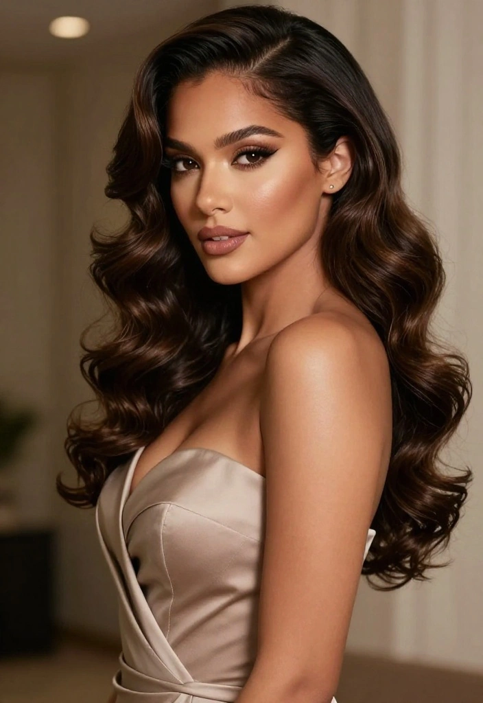 16 Hairstyles Red Carpet Ideas That Steal the Spotlight - 7. Side-Swept Waves 1