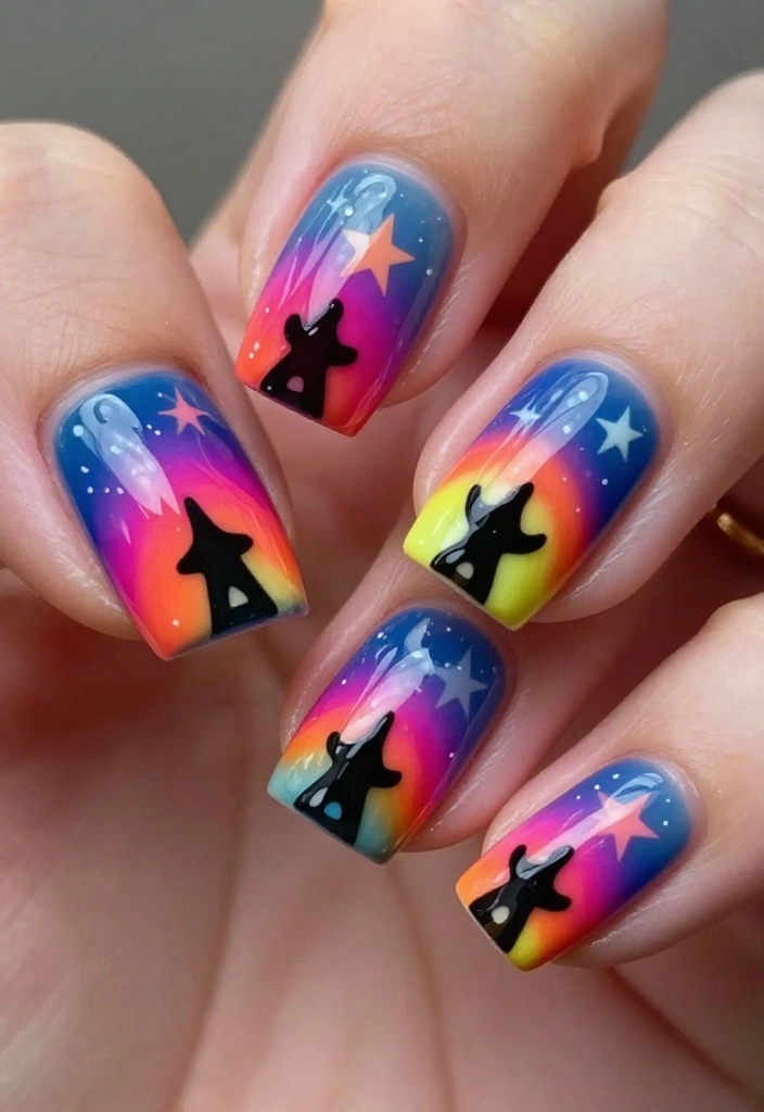 16 Lava Lamp Nail Art Ideas That Look Retro Cool - 12. Silhouette Shapes 1