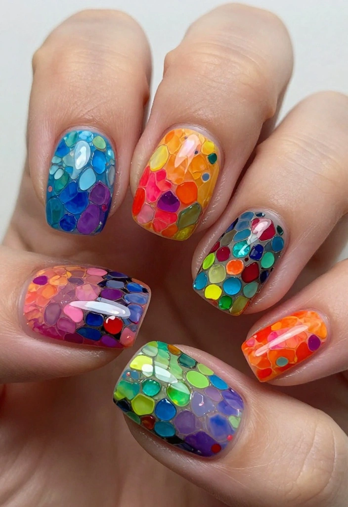 16 Lava Lamp Nail Art Ideas That Look Retro Cool - 13. Mosaic Style 1