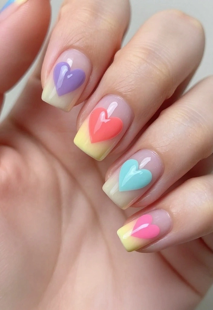 16 Lava Lamp Nail Art Ideas That Look Retro Cool - 14. Gradient Hearts 1