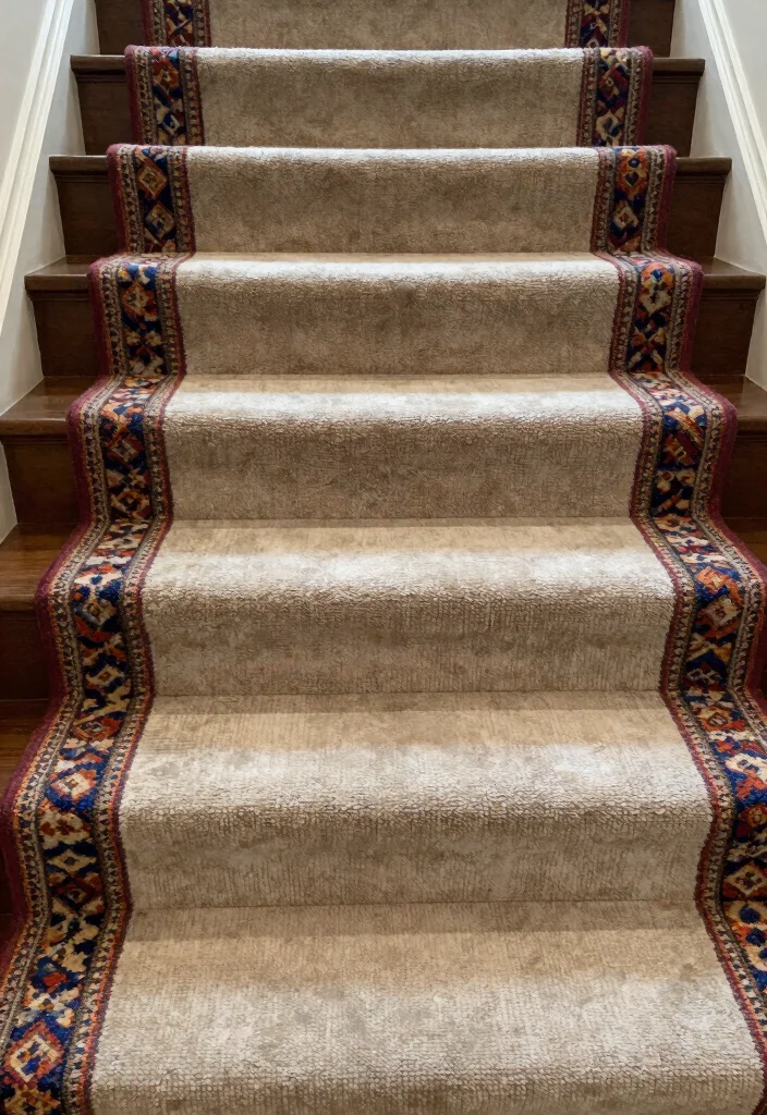 16 Modern Carpet Stairs Ideas That Look Sleek - 13. Layering for Depth 1