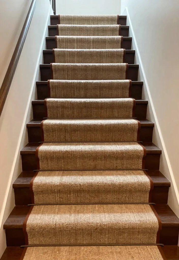 16 Modern Carpet Stairs Ideas That Look Sleek - 15. Mixed Media Staircase Carpets 1