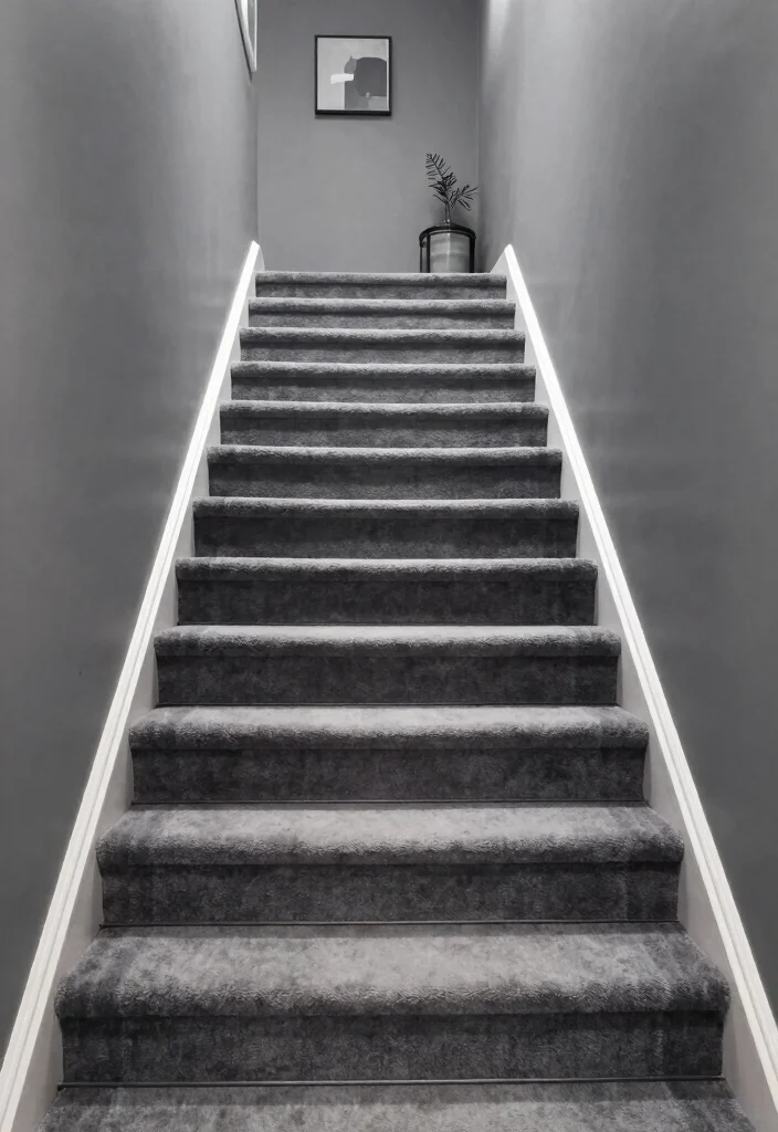 16 Modern Carpet Stairs Ideas That Look Sleek - 8. Monochromatic Elegance 1