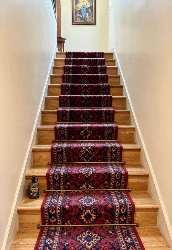 16 Modern Carpet Stairs Ideas That Look Sleek - 9. Vintage-Inspired Carpets 1