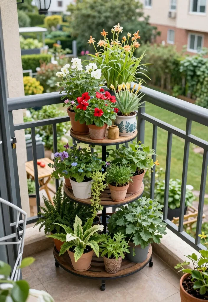 16 Outdoor Plant Stand Ideas That Elevate Your Garden - 11. Compact Balcony Stand 1
