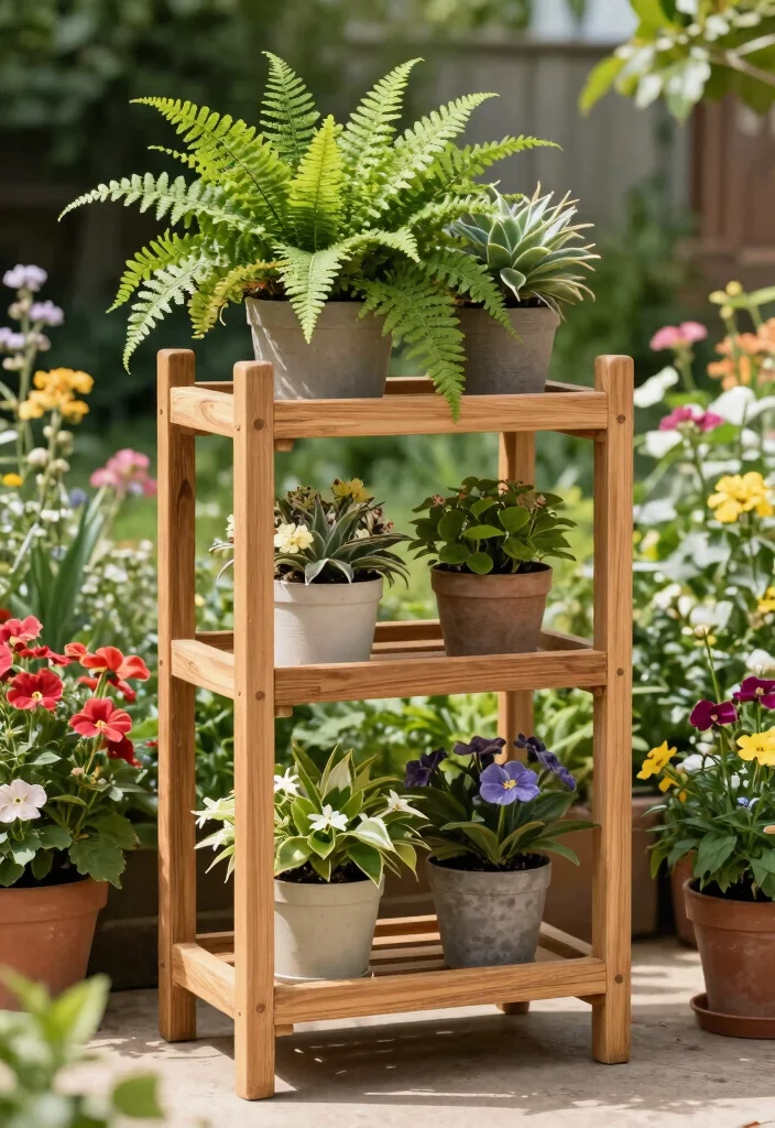 16 Outdoor Plant Stand Ideas That Elevate Your Garden - 12. Cedar Wood Plant Stand 1
