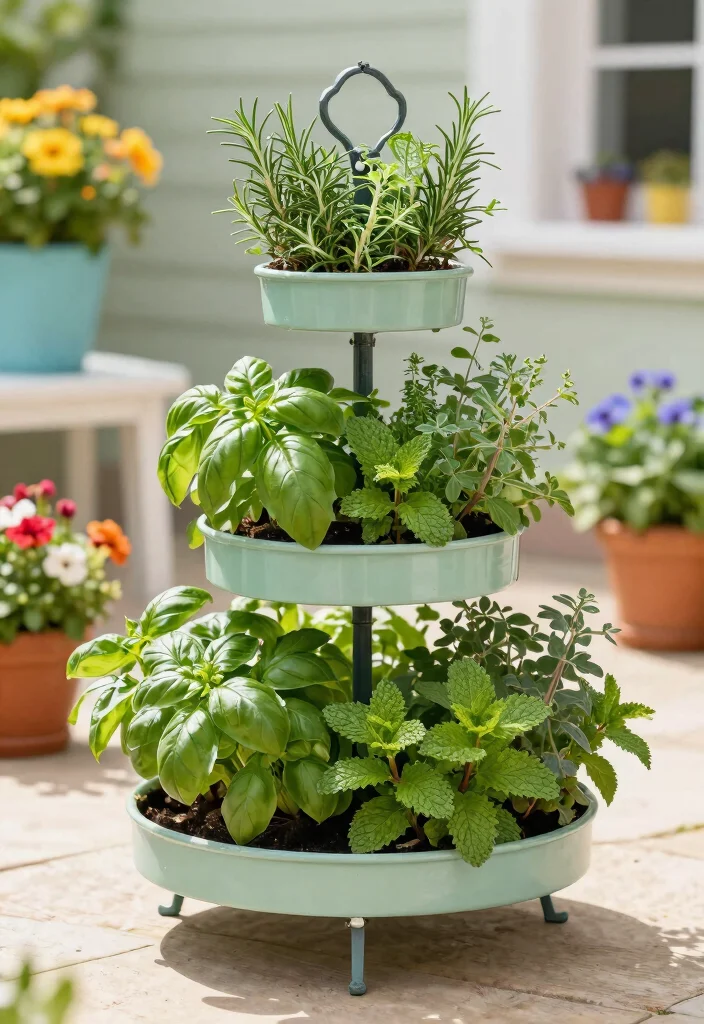 16 Outdoor Plant Stand Ideas That Elevate Your Garden - 15. Tiered Herb Garden 1
