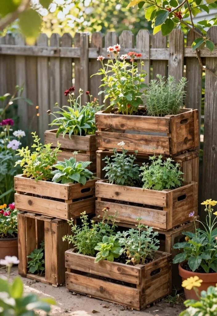 16 Outdoor Plant Stand Ideas That Elevate Your Garden - 7. Stacked Crate Garden 1