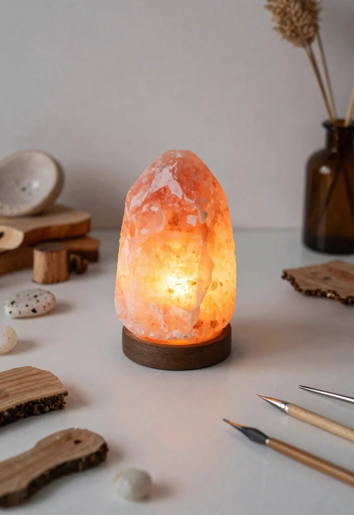 16 Salt Lamp Aesthetic Ideas for Cozy Vibes - 16. Crafting with Salt Lamps 1