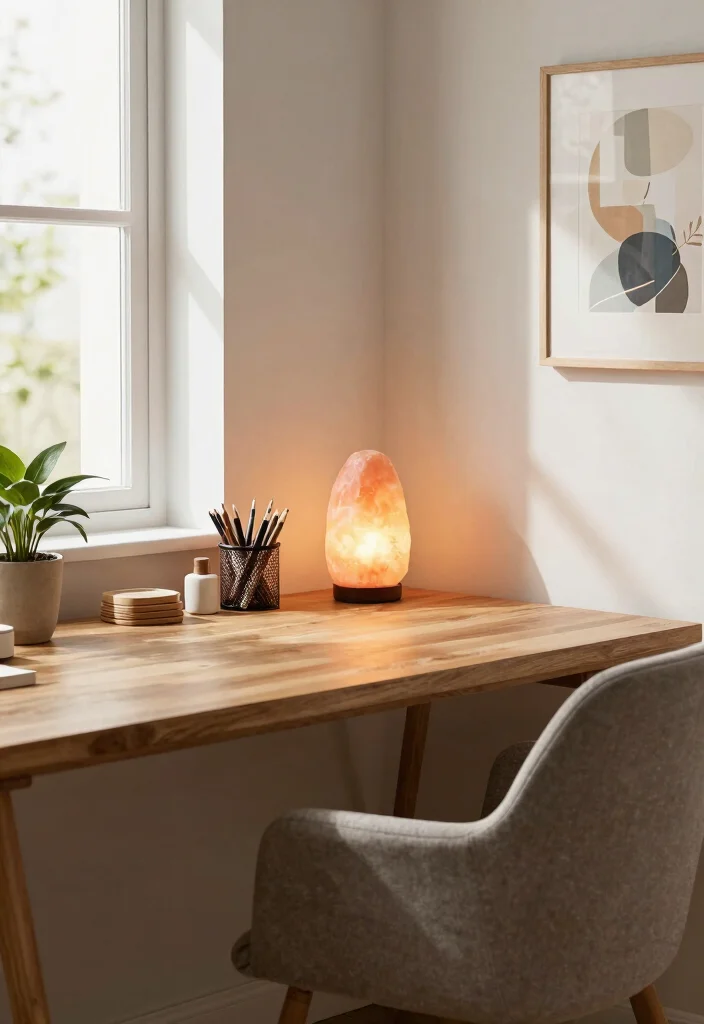 16 Salt Lamp Aesthetic Ideas for Cozy Vibes - 5. Home Office Inspiration 1