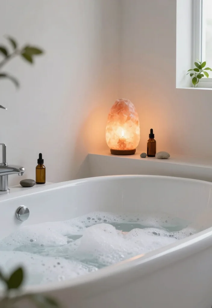 16 Salt Lamp Aesthetic Ideas for Cozy Vibes - 6. Bathroom Oasis 1