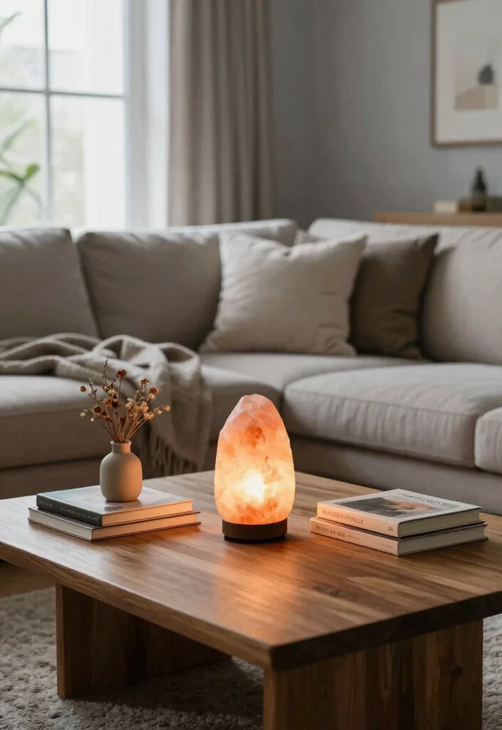 16 Salt Lamp Aesthetic Ideas for Cozy Vibes - 7. Living Room Centerpiece 1