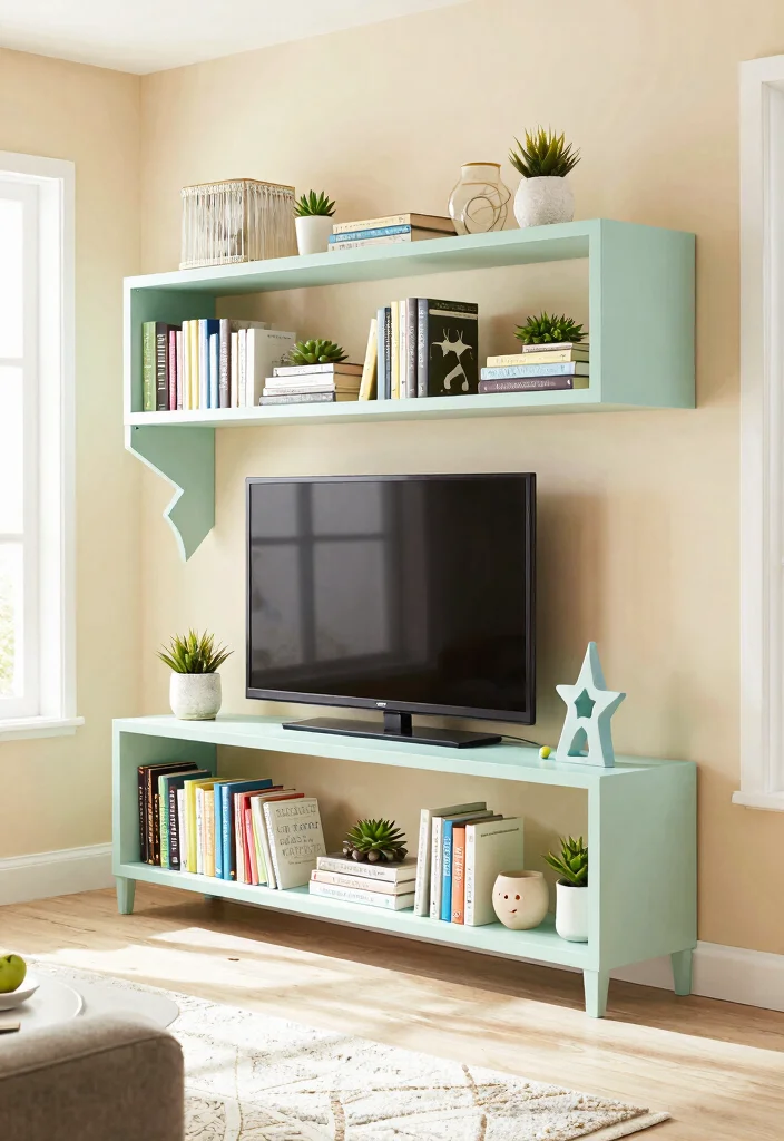 16 TV Stand Bookshelf Ideas That Save Space Stylishly - 5. Multi-Tiered Bookshelf TV Stand 1