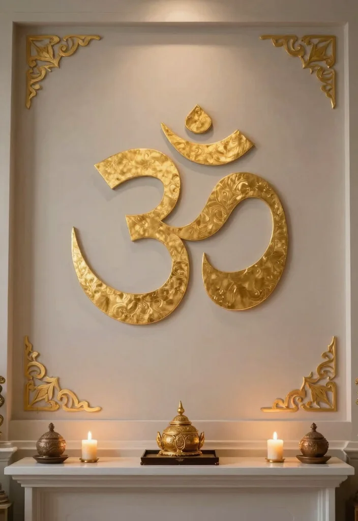 16 Wallpaper for Mandir Wall Ideas With Elegant Detail 2 16 Wallpaper for Mandir Wall Ideas With Elegant Detail - 2. Om Symbol Accents 1