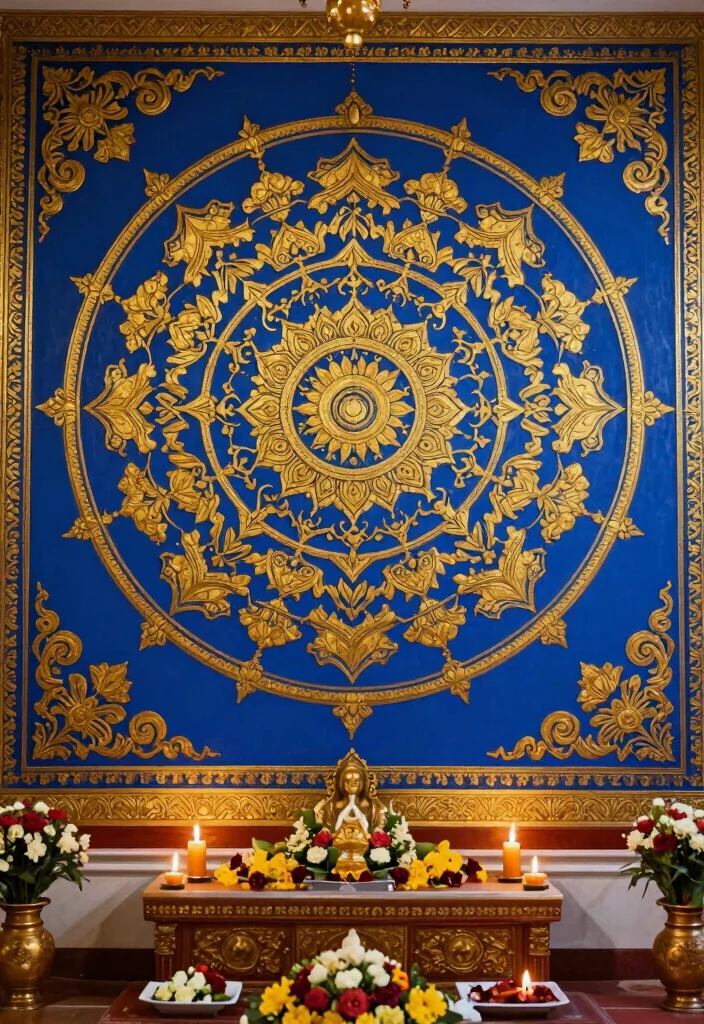 16 Wallpaper for Mandir Wall Ideas With Elegant Detail 14 16 Wallpaper for Mandir Wall Ideas With Elegant Detail - 4. Mandala Motifs 1