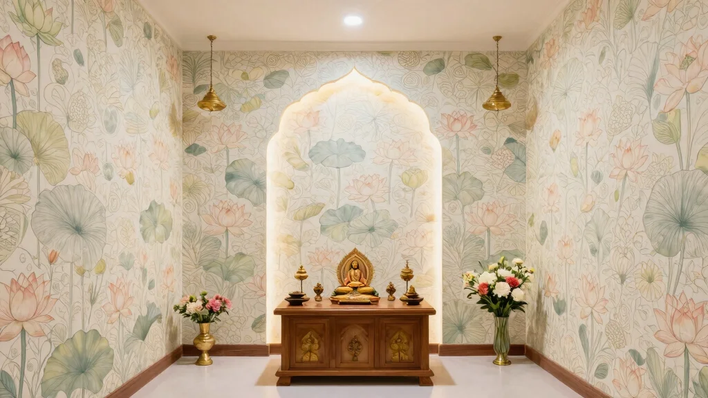 16 Wallpaper for Mandir Wall Ideas With Elegant Detail