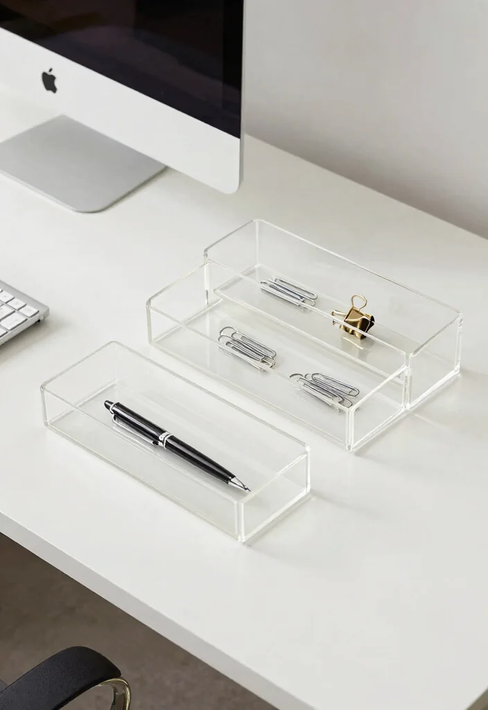 17 Apple Desk Setup Ideas That Look Clean & Minimal - 13. Personalized Organizer Trays 1