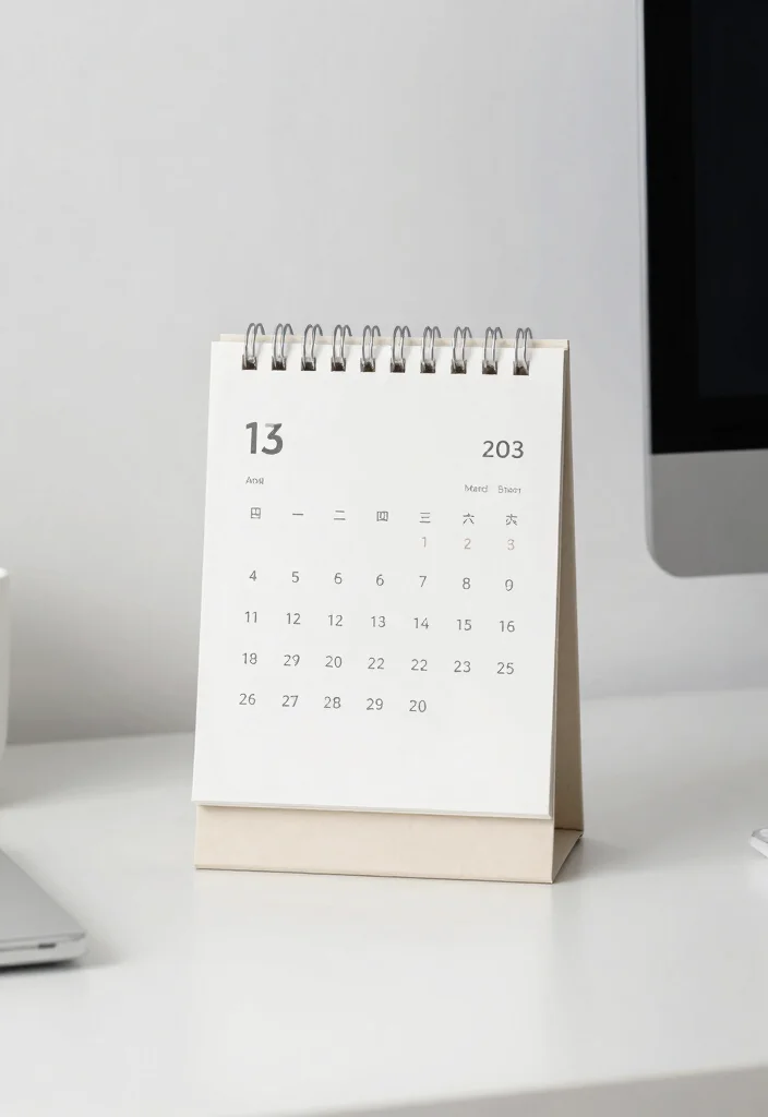 17 Apple Desk Setup Ideas That Look Clean & Minimal - 14. A Minimalist Desk Calendar 1