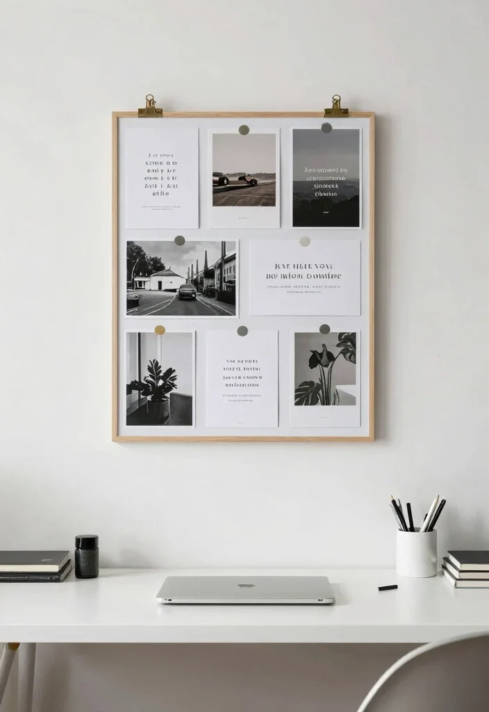 17 Apple Desk Setup Ideas That Look Clean & Minimal - 15. Incorporating a Vision Board 1