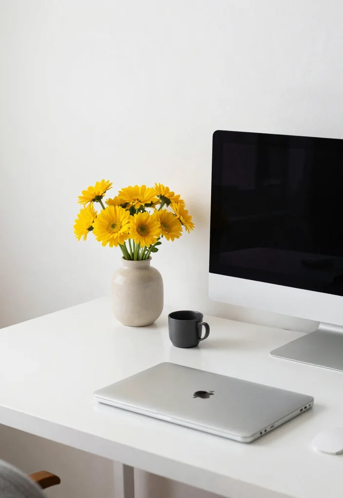 17 Apple Desk Setup Ideas That Look Clean & Minimal - 16. Seasonal Decor Touches 1