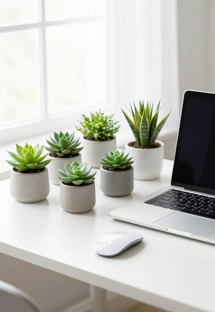 17 Apple Desk Setup Ideas That Look Clean & Minimal - 4. Desk Plants for Freshness 1