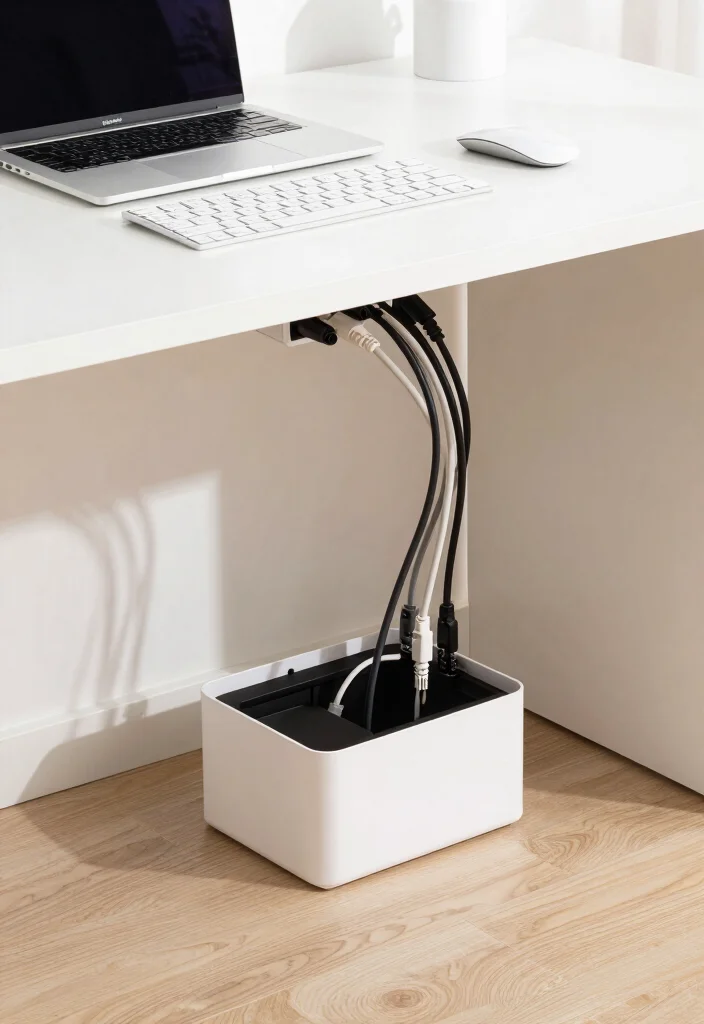 17 Apple Desk Setup Ideas That Look Clean & Minimal - 5. Elegant Cable Management Solutions 1