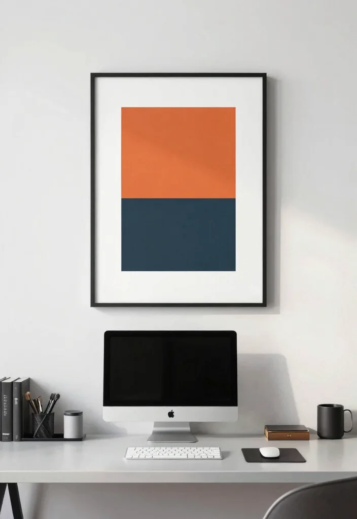 17 Apple Desk Setup Ideas That Look Clean & Minimal - 8. Personal Touches with Art 1