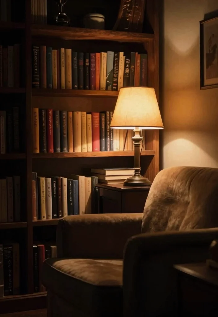 17 Bookshelf Dark Academia Ideas With Moody Vibes 33 17 Bookshelf Dark Academia Ideas With Moody Vibes - 13. Mood Lighting 1