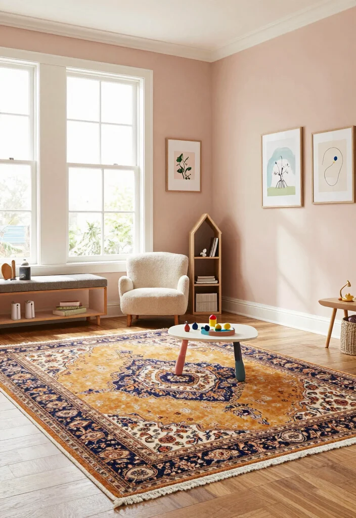 17 Kids Room Carpet Ideas That Are Soft & Fun 7 17 Kids Room Carpet Ideas That Are Soft & Fun - 7. Vintage-Inspired Persian Rugs 1