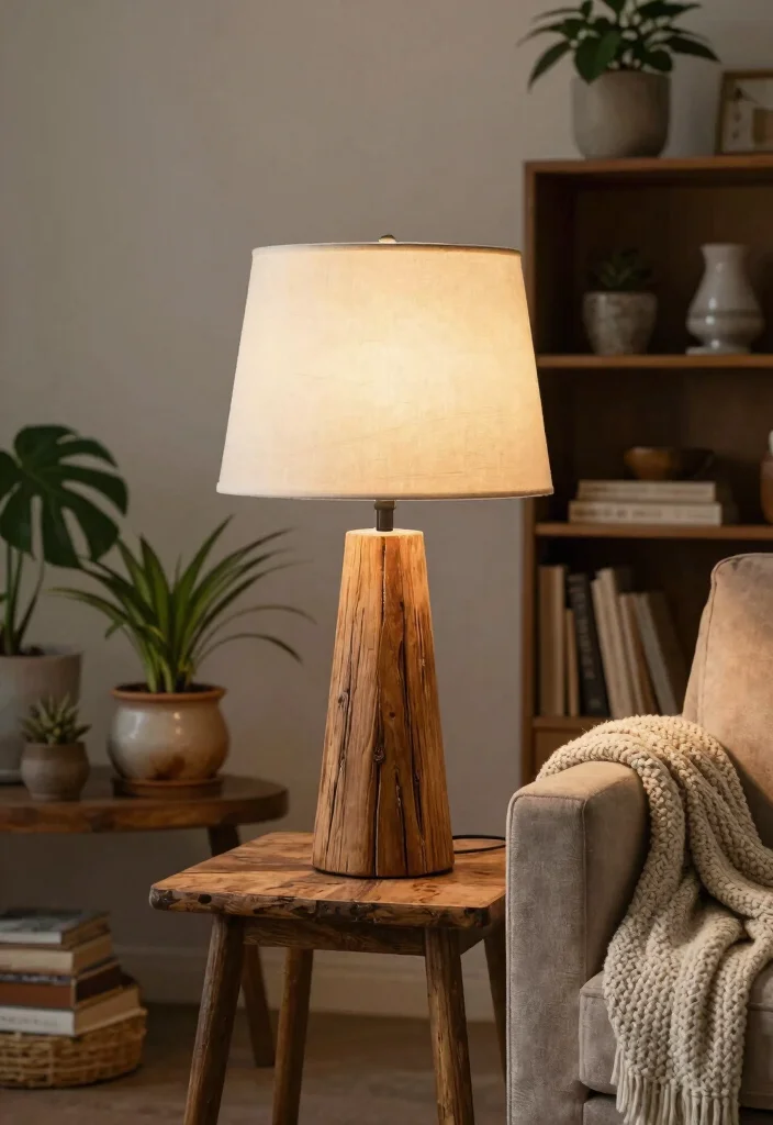 17 Lamp in Living Room Ideas That Light Up Beautifully 1 17 Lamp in Living Room Ideas That Light Up Beautifully - 1. Reclaimed Wood Table Lamps 1
