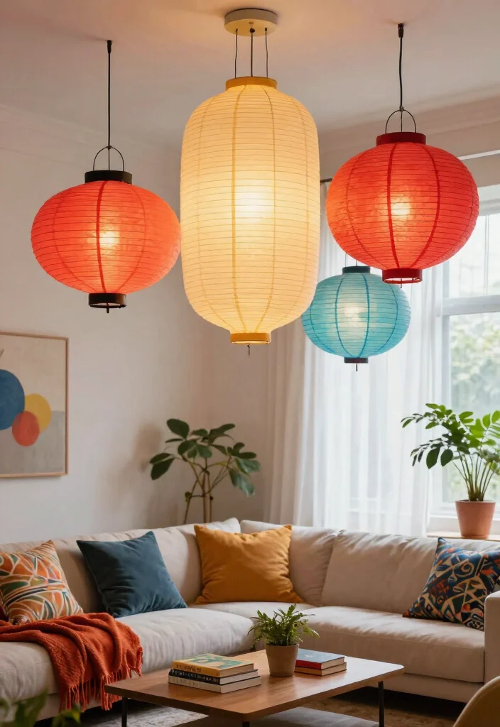 17 Lamp in Living Room Ideas That Light Up Beautifully 55 17 Lamp in Living Room Ideas That Light Up Beautifully - 15. Artistic Paper Lanterns 1